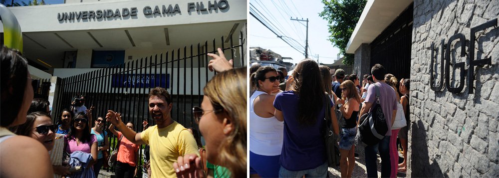 Um grupo de 45 estudantes da Universidade Gama Filho (UGF) embarcou em um ônibus para Brasília. Na capital federal, eles vão protestar em frente ao Ministério da Educação  contra o descredenciamento das universidades geridas pelo Grupo Galileo Educacional – Centro Universitário da Cidade (UniverCidade) e UGF