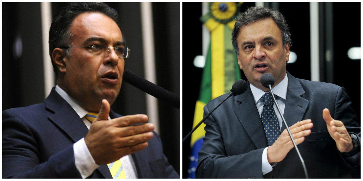 Deputado André Vargas, forçado a se desfiliar do PT e alvo de investigação na Câmara por suspeita de envolvimento com o doleiro Alberto Youssef, afirma que seu caso é "muito menos grave" do que o do tucano Aécio Neves, acusado de ter construído um aeroporto em fazenda que era de sua família; "Viajar num avião de empresário é muito menos sério do que pegar dinheiro do povo e construir aeroporto na fazenda do tio"; Vargas diz ter sido suspenso do partido "por causa da repercussão" do caso; "Se Aécio fosse do PT,  a oposição já teria pedido a cassação do mandato dele"