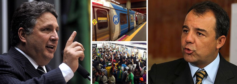 Deputado lembra que "no meio dos protestos [contra o aumento da passagem, no Rio, o governador] disse que não haveria aumento"; anúncio de reajuste de trem e metrô foi feito ontem, ao mesmo tempo em que usuários enfrentam problemas de superlotação, panes e atrasos; "subir preço de trem e metrô é uma vergonha, mas ele tá saindo agora em abril e quer animar os amiguinhos dele. A gente tem que cantar aquela música 'Pisa na barata'. Só no Rio de Janeiro que a barata pisa no povo", atacou o ex-governador