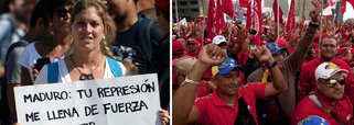 Milhares de pessoas foram às ruas em diversas cidades venezuelanas em manifestações favoráveis e contrárias ao governo de Nicolás Maduro; no centro da capital, Caracas, mulheres chavistas fizeram marcha de apoio ao presidente e marcharam "contra a violência"; em Chacao, estado de Miranda, reduto opositor, manifestantes participaram de ato público pedindo liberdade para os que foram presos em protestos organizados pela oposição, como o dirigente do partido Vontade Popular, Leopoldo López