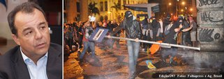 Após o intenso conflito envolvendo policiais e manifestantes nos arredores da Câmara Municipal do Rio, o governador Sérgio Cabral afirmou que os PMs estavam garantindo uma manifestação tranquila e começaram a agir somente após o início da depredação do patrimônio público