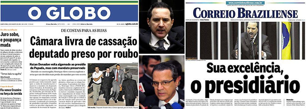 Jornais amanheceram indignados com o fato de um presidiário, Natan Donadon, ter conseguido preservar seu mandato parlamentar; para o Correio Braziliense, ele é “Sua Excelência, o presidiário”; no Globo, o “deputado preso por roubo”; Veja aponta “ultraje”; no entanto, uma resposta como o fim do voto secreto seria ainda pior para a democracia, tornando parlamentares reféns do berro e da pressão dos meios de comunicação (Foto: Felipe L. Goncalves) Jornais amanheceram indignados com o fato de um presidiário, Natan Donadon, ter conseguido preservar seu mandato parlamentar; para o Correio Braziliense, ele é “Sua Excelência, o presidiário”; no Globo, o “deputado preso por roubo”; Veja aponta “ultraje”; no entanto, uma resposta como o fim do voto secreto seria ainda pior para a democracia, tornando parlamentares reféns do berro e da pressão dos meios de comunicação