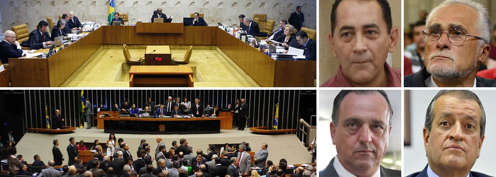 Ministros decidiram, durante análise dos recursos do deputado João Paulo Cunha (PT-SP), manter a decisão tomada no ano passado, de que cabe à Câmara apenas decretar o fim do mandato depois da condenação pelo STF; no caso, há quatro parlamentares condenados na AP 470: José Genoino (PT-SP), Pedro Henry (PP-MT) e Valdemar Costa Neto (PR-SP), além de Cunha, único réu parlamentar que questionou a decisão sobre os mandatos