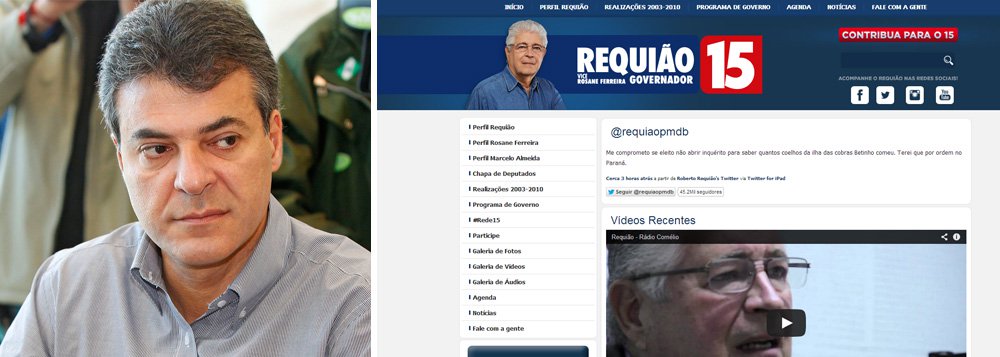 O Tribunal Regional Eleitoral do Paraná (TRE) reconsiderou decisão liminar e decidiu manter no ar o site oficial da candidatura de Roberto Requião (PMDB), candidato ao Palácio Iguaçu; o tribunal havia determinado a retirada da página após representação do governador Beto Richa (PSDB); no entanto, o Judiciário entendeu que não houve irregularidade no uso dos endereços eletrônicos que levam ao site oficial do peemedebista