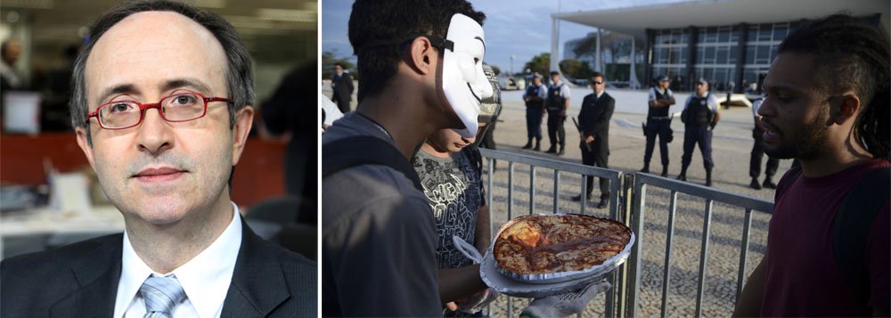 Blogueiro de Veja.com publica um manifesto em que pede ao povo que tome as ruas de todo o País contra os embargos infringentes; no primeiro protesto, na Avenida Paulista, compareceram 30 pessoas; ato das pizzas, no STF, também foi pequeno; será que as massas encontrarão no neoconservador seu verdadeiro líder?