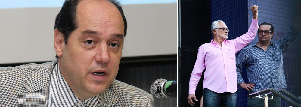 Veículos de comunicação não são partido de oposição, apenas fazem seu papel de "fiscalizar, vigiar e criticar o poder", afirma o jornalista; em artigo, Eugênio Bucci zomba dos condenados na Ação Penal 470 que se entregaram à PF de punhos cerrados e afirma que eles não são nada sem a mídia: "O que seria dos punhos cerrados dando soquinhos no ar sem o auxílio luxuoso do inimigo imaginário?"