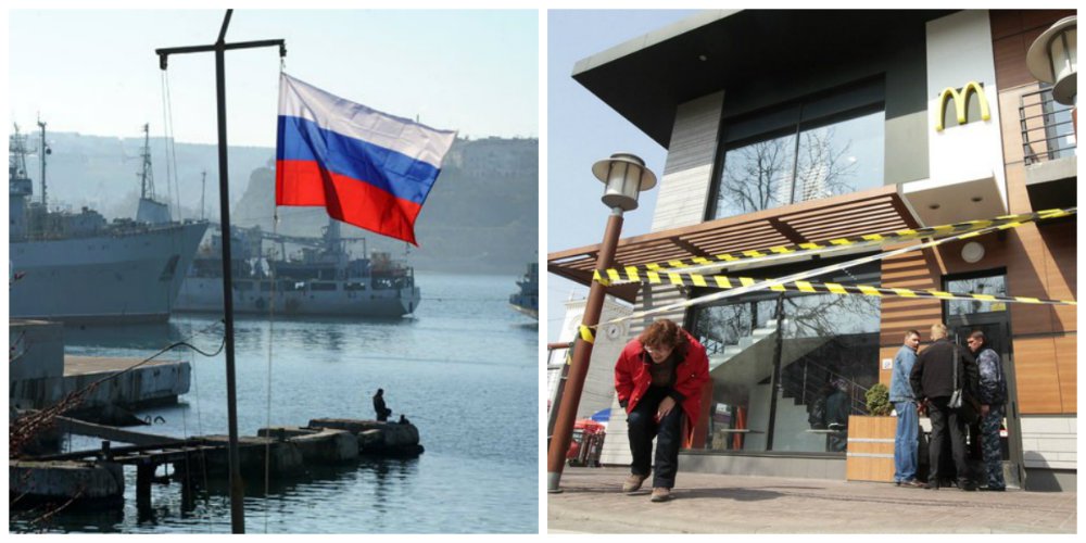 Região, uma península de população majoritária de língua russa do sul da Ucrânia, foi anexada pela Rússia em março após um referendo, uma situação que provocou a maior crise diplomática entre Moscou e os países ocidentais desde a Guerra Fria; rede de fast food alegou "razões de produção" para encerrar atividades nos três estabelecimentos das cidades de Simferopol, Sebastopol e Yalta
