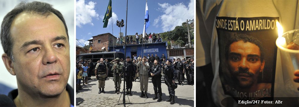 Alvo dos protestos de junho, que o colocaram na posição de governador mais impopular do País, Sergio Cabral tenta sair do buraco; neste domingo, ao instalar novas Unidades de Polícia Pacificadora, ele falou sobre o caso Amarildo, pedreiro provavelmente assassinado por policiais da UPP da Rocinha; “O caso Amarildo não é a marca da UPP. A marca da UPP é da cidadania e da garantia de ir e vir. Esses policiais não representam a esmagadora maioria dessa garotada que está nas UPPs trabalhando, se dedicando, servindo à população”, disse 