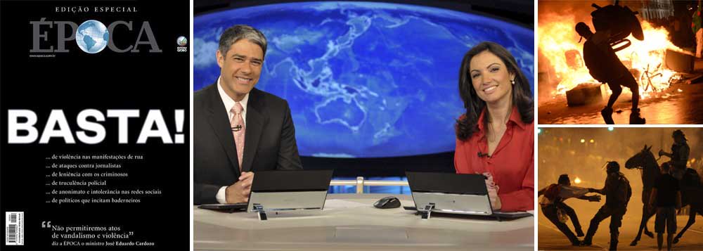 De todos os grupos de mídia brasileiros, nenhum exaltou tanto as "jornadas de junho" como a Globo; Jornal Nacional, Globonews, Fantástico, Globo Repórter... toda a máquina de informação da família Marinho foi mobilizada para colocar o povo nas ruas; agora, em capa da revista Época, os irmãos Marinho gritam "Basta" e dizem que "Somos todos Santiago"