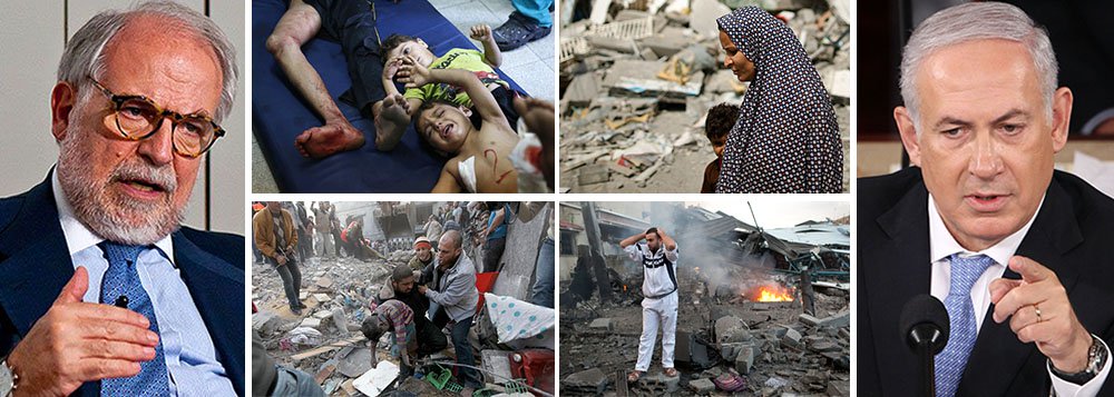 Assessor da presidente Dilma Rousseff em assuntos internacionais, Marco Aurélio Garcia classifica como "genocídio" e "massacre" os ataques de Israel contra os palestinos, que já deixaram 700 mortos do lado de Gaza e 35 do lado dos israelenses; "O que nós estamos assistindo no Oriente Médio, pelo amor de Deus, é um genocídio, é um massacre", afirmou; Garcia diz também que ONU está enfraquecida; em nota, Itamaraty considerou "inaceitável" a escalada de violência entre Israel e Palestina