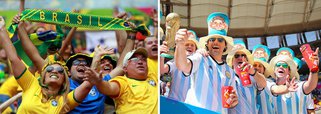 Torcedores torcem para que o Brasil enfrente a Argentina no próximo jogo, sábado, no estádio Mané Garrincha, em Brasília; "Acho que iremos jogar no sábado contra a Holanda, mas torço para que seja contra a Argentina. Acredito que o Brasil fique em terceiro lugar", disse o professor de judô Paulo Dubois; alguns consideram o jogo de hoje, entre Argentina e Holanda, no Itaquerão, ainda mais importante do que o de sábado