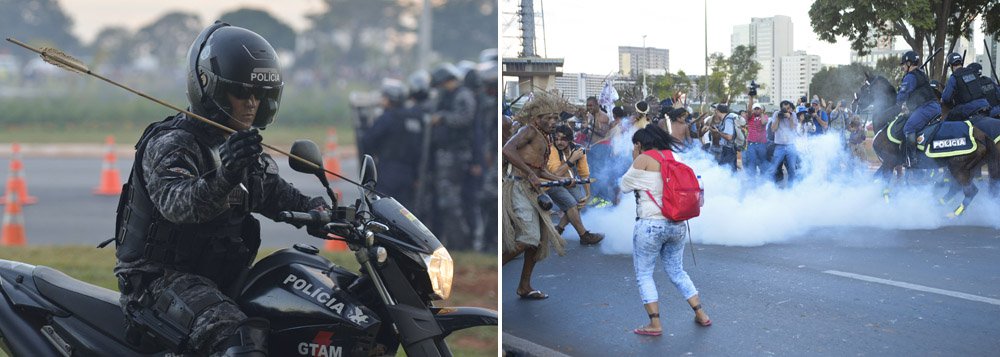 Investigação da Polícia Federal aponta que manifestação de indígenas que resultou em um policial ferido por flecha em Brasília no dia 27 de maio foi organizada por servidores e antropólogos ligados ao governo ou financiados com recursos públicos; pessoas ligadas à Funai e à Funasa também teriam usado verba pública ilegalmente para transportar os índios, que pediam a demarcação de terras