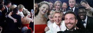 Autorretrato feito no domingo com a apresentadora da cerimônia do Oscar, que incluiu estrelas como Meryl Streep, Jennifer Lawrence e Bradley Cooper, rapidamente tornou-se a imagem mais compartilhada da história da rede social