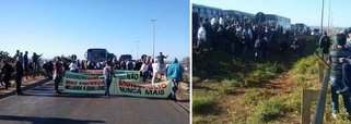 Duas manifestações interromperam o trânsito de veículos entre Goiás e Brasília, na manhã de hoje (16). Entre Valparaíso e Cidade Ocidental, em Goiás, manifestantes bloquearam o tráfego nos dois sentidos da BR-040 por volta das 7h. Já no Gama (DF), dezenas de usuários de transporte público ocuparam a DF-480