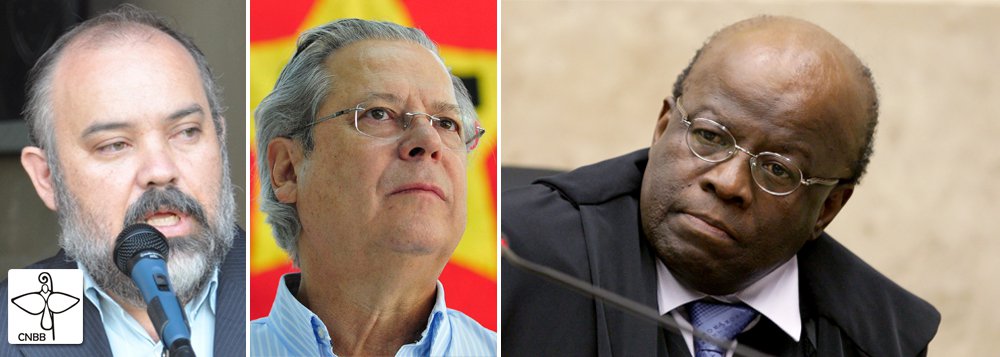 Em nota divulgada nesta quinta (22), Comissão Brasileira Justiça e Paz, vinculada à Conferência Nacional dos Bispos do Brasil (CNBB), critica as decisões do presidente do Supremo Tribunal Federal (STF), Joaquim Barbosa, contra o trabalho externo de condenados na Ação Penal 470, como José Dirceu, e afirma não ser lícito que atos políticos, administrativos e jurídicos levem a insuflar na sociedade o espírito de vingança e de “justiçamento”; "As decisões proferidas pela Presidência do Supremo Tribunal Federal sobre a execução da Ação Penal 470 (mensalão) que têm suscitado críticas e preocupações na sociedade civil em geral e na comunidade jurídica", afirma texto assinado por Pedro Gontijo, secretário executivo da comissão da CNBB