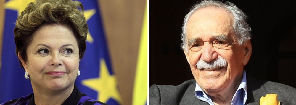 Presidente Dilma Rousseff (PT) afirmou nesta quinta (17) que "os personagens singulares" e a "América Latina exuberante" do escritor colombiano Gabriel García Márquez "permanecerão marcados no coração e na memória de seus milhões de leitores"; "Foi com tristeza que soube da morte do escritor colombiano Gabriel García Márquez", disse ela no Twitter