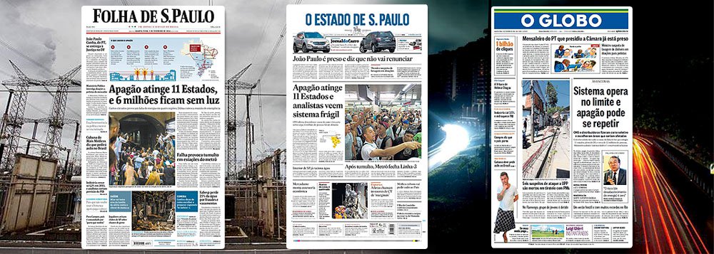 Em uníssono, Folha, Estado e Globo voltam a prever apagões e disseminam a informação de que o Brasil opera no limite; no passado recente, houve alarmes falsos; desta vez, colunistas, como Merval Pereira, destacam até que "os deuses estão do lado de Eduardo Campos", ao comentar que a luz acabou enquanto o socialista criticava o governo; será que desta vez a análise será novamente contaminada pela política?