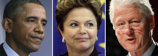 Presidente, que esnobou convite de Barack Obama para cerimônia com pompas em outubro, em Washington, após casos de espionagem, se encontra nesta tarde com ex-presidente norte-americano para discutir parceria entre o Brasil e a Clinton Global Initiative (CGI); em dezembro, o Rio de Janeiro sediará o primeiro encontro da GCI América Latina
