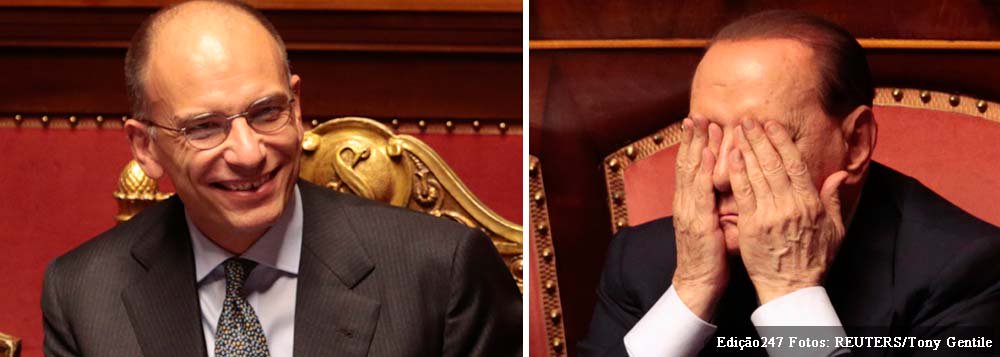 Primeiro-ministro italiano, Enrico Letta, obteve o voto de confiança do Parlamento nesta quarta-feira depois que Silvio Berlusconi, enfrentando uma revolta em seu próprio partido, voltou atrás em sua ameaça de derrubar a coalizão de esquerda e direita: "Decidimos, não sem alguma luta interna, apoiar o governo"