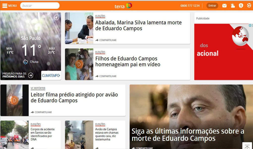 Foram demitidos mais de 100 funcionários, a maioria jornalistas; cobertura fotográfica foi encerrada; sobre o assunto, o Terra informa que, visando adequar a estrutura e recursos, a empresa alinhou suas unidades de negócios e fez uma reestruturação em todas as áreas; portal é ligado ao grupo Telefônica