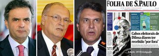 Jornal da família Frias repercute denúncia da própria Folha, publicada no fim de semana, sobre suposto pagamento por fora de cabos eleitorais, na disputa presidencial de 2010; "são graves as denúncias", disse o presidente tucano Aécio Neves (PSDB-MG); "desonestidade e fraude", disse Roberto Freire; "caixa dois", afirmou deputado Ronaldo Caiado, do DEM; PT diz que contas foram aprovadas e vê tentativa de tapetão