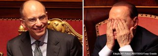 Primeiro-ministro italiano, Enrico Letta, obteve o voto de confiança do Parlamento nesta quarta-feira depois que Silvio Berlusconi, enfrentando uma revolta em seu próprio partido, voltou atrás em sua ameaça de derrubar a coalizão de esquerda e direita: "Decidimos, não sem alguma luta interna, apoiar o governo"