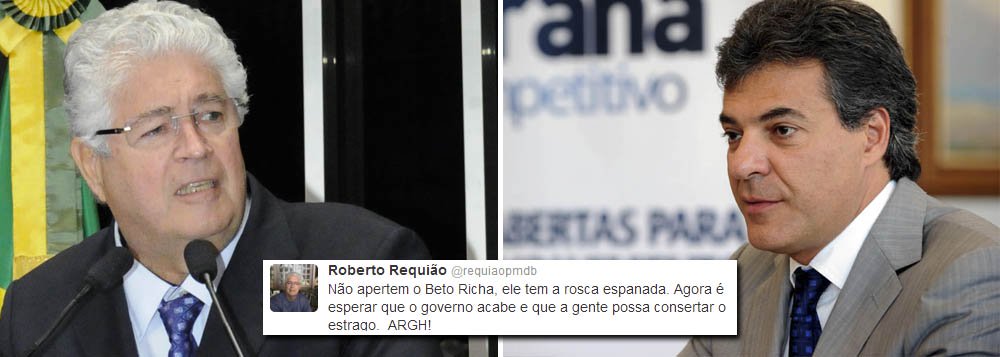 Pelo Twitter, o senador Roberto Requião (PMDB) avisa que já entrou em aquecimento para substituir o governador Beto Richa (PSDB) em 2014; "Agora é esperar que o governo acabe e que a gente possa consertar o estrago", disse