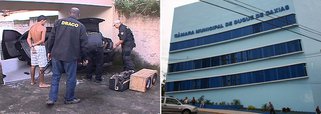 A polícia fechou uma central ilícita de sinal de TV a cabo e internet e apreendeu documentos que indicam a prática de agiotagem; entre os dez presos estão um ex-vereador, tido como o líder da quadrilha, e o filho que também comandava os acusados; os presos vão responder por formação de quadrilha armada e extorsão e poderão pegar até 24 anos de prisão