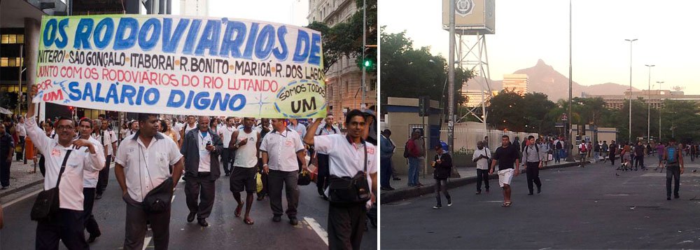 A Secretaria Municipal de Transportes do Rio informou a prefeitura prioriza as linhas responsáveis pela integração com outros meios de transporte, como trens e metrô, que estão com horário de pico antecipado desde cedo e fazem intervalos mínimos ao longo de todo o dia; ao tentar sair da garagem, dez ônibus da empresa Jabour, em Senador Vasconcelos, na zona oeste, foram depredados por pessoas que participavam de um piquete