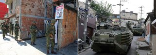 Um grupo de 15 militares do 1º Batalhão de Engenharia de Combate-Escola do Exército está no Complexo de Favelas da Maré, zona norte do Rio de Janeiro, em uma operação de buscas a armamentos enterrados por traficantes que agem na comunidade; Por enquanto, eles estão de prontidão no batalhão da Polícia Militar da Maré, aguardando orientações do Bope