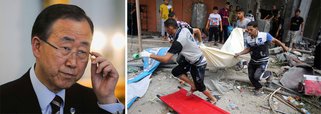 Secretário-geral das Nações Unidas diz que o conflito no Médio Oriente "não deverá constituir um pretexto para a discriminação que pode afetar a paz social em qualquer lugar do mundo". Ele defendeu um cessar-fogo imediato e uma solução negociada para o problema