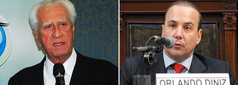 Foram publicadas no Diário Oficial da União as chapas que concorrem à presidência da Confederação Nacional do Comércio, em setembro; o atual presidente da entidade, Antonio dos Santos (esq.), tem a seu lado comandantes de praticamente todas as federações regionais, como Josias Albuquerque, de Pernambuco, Abram Szajman, de São Paulo, e Adelmir Santana, do Distrito Federal; o dissidente Orlando Diniz (dir.), que tem contratos questionados pelo TCU, se lançou apoiado apenas por sindicatos regionais do Rio de Janeiro; ou seja, fez muito barulho por nada