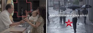 Equipe do marqueteiro João Santana produz peça publicitária para o PT que, no mínimo, pode ser considerada forte; personagens que representam famílias prósperas dos meios rural e urbano, todos da chamada nova classe média, se defrontam com suas próprias imagens em situações de fome, abandono e desemprego; fica a mensagem, para o PT, de que no presente estão os momentos felizes, enquanto os problemas são coisas de um passado "que não pode voltar"; não faltam personagens crianças e bebês de colo; ao final, locutor frisa: "Não dê ouvido às falsas promessas. O Brasil não quer voltar atrás"; polêmica aberta; vídeo