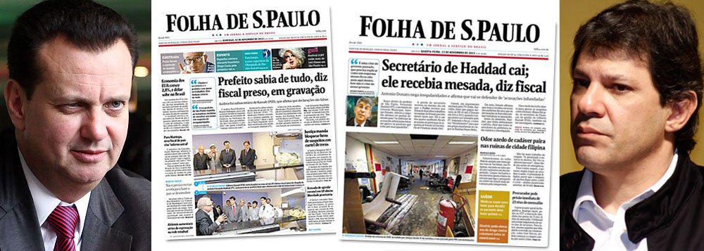 Quando um determinado fiscal afirma, num grampo, que "o prefeito sabia de tudo", referindo-se a Gilberto Kassab, o personagem se transforma em apenas "prefeito" na manchete do maior jornal do País; quando um outro fiscal afirma que o ex-secretário Antonio Donato recebia mesada, ele passa a ser "secretário de Haddad"; é por essas e outras que um escândalo que ocorreu nas administrações de José Serra e Gilberto Kassab passa a ser retratado com uma crise da gestão petista; além disso, ninguém mais se lembra da Brookfield, que confessou ter pago R$ 4,1 milhões em propinas