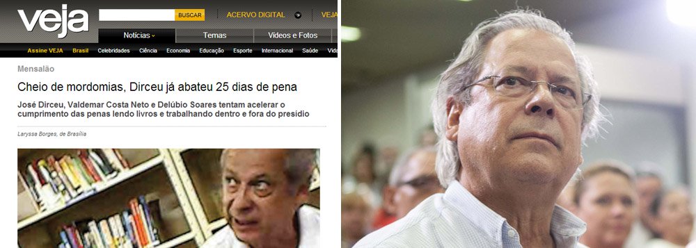 Revista lamenta que Dirceu tenha conseguido reduzir 25 dias de sua pena, lendo livros, o que a lei lhe permite; é lamentável que, num Brasil democrático, um veículo de comunicação se preste a promover o arbítrio