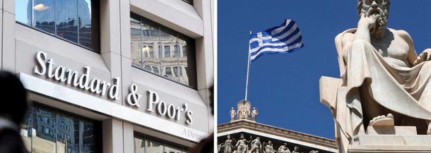 A agência de classificação de risco Standard &amp; Poor's rebaixou a nota da Grécia para "CCC-", ante "CCC", dizendo que a probabilidade de o país deixar a zona do euro estava agora em cerca de 50%; segundo a agência, na ausência de mudanças favoráveis nas circunstâncias, a Grécia provavelmente dará calote em sua dívida ao longo dos próximos seis meses