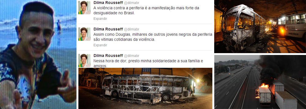 "Assim como Douglas, milhares de outros jovens negros da periferia são vítimas cotidianas da violência. A violência contra a periferia é a manifestação mais forte da desigualdade no Brasil", disse a presidente no Twitter, que contou ter recebido com "tristeza" a notícia da morte de Douglas Rodrigues, de 17 anos; assassinato de mais um inocente deflagrou protesto que terminou em destruição e 90 prisões em São Paulo; violência policial envergonha o País