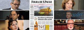 Jornal dos irmãos Otávio, Luís e Maria Cristina Frias enxuga folha salarial; quinze profissionais e estrelas Eliane Cantanhêde e Fernando Rodrigues são demitidos; veterano Clóvis Rossi se fortalece; questão é que receitas não enfrentam despesas para remunerar acionistas; manchete deste domingo 9 ataca multiplicação da informação pelas redes sociais; atribui postagens ao 'jornalismo profissional'; incômodo com liberdade de circulação da informação na internet é flagrante; Folha passa recibo de que gostaria de ter monopólio sobre o fato; o problema é que isso não existe mais
