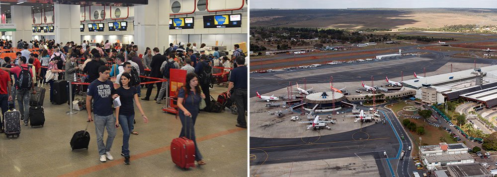 Brasília cresceu 13,3% e ultrapassou Congonhas (São Paulo) e o Galeão (Rio) como o terminal mais movimento do Brasil, atrás apenas de Guarulhos (SP); o fluxo de passageiros nos três grandes aeroportos administrados por empresas privadas - Guarulhos, Brasília e Campinas - cresceu 11,7% no primeiro semestre em relação ao mesmo período do ano passado; já nos 63 aeroportos da Infraero, a variação foi de 5,9%