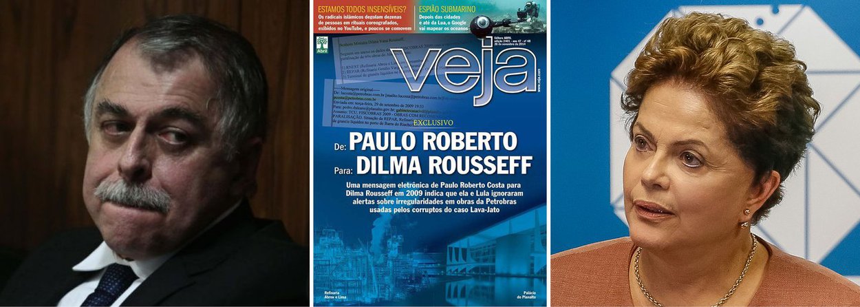 Neste fim de semana, como era de se esperar, Veja tentou, mais uma vez, desferir um golpe contra a presidente Dilma Rousseff; a acusação da vez é a de que ela teria sido avisada, por email, por Paulo Roberto Costa sobre uma saída política para os problemas que envolviam a Refinaria Abreu e Lima, em Pernambuco; em nota, o Palácio do Planalto reagiu; "Mais uma vez, Veja desinforma seus leitores e tenta manipular a realidade dos fatos. Mais uma vez, irá fracassar", diz a nota; leia a íntegra