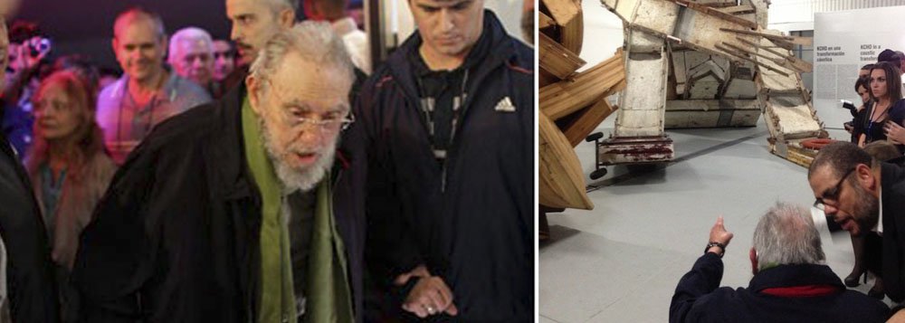 Líder cubano participou da inauguração de uma galeria de arte em Havana; visita, que aconteceu nesta quarta-feira 8, coincide com o aniversário de 55 anos da entrada do líder na capital do país