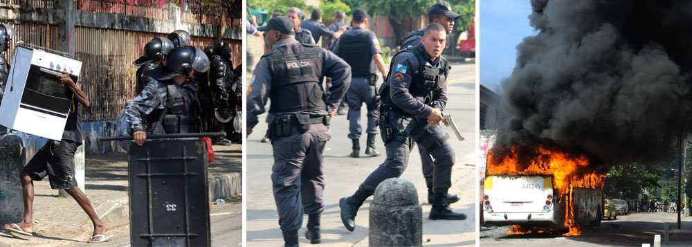 O Corpo de Bombeiros socorreu sete pessoas durante a desocupação do prédio da antiga Telerj, feita por 1,6 mil homens da Polícia Militar, no cumprimento de uma decisão judicial em favor da Oi, dona do terreno; entre os atendidos, três eram menores: um adolescente de 13 anos, uma criança de 9, e um bebê de 6 meses; três adultos foram encaminhados para a a UPA do Engenho Novo; dezenas de moradores que deixaram o prédio gritam: "Queremos residência"