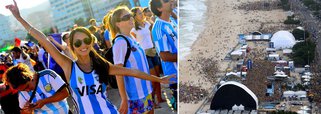 Evento na Praia de Copacabana, zona sul do Rio, recebeu 41,2 mil pessoas ao longo do dia; cerca de 10 mil argentinos tinham ingressos para o jogo contra a Bósnia, no Estádio Maracanã, na zona norte; outros milhares disputaram as areias; antes do jogo, até as 17h30, o público estimado na Fan Fest era 20 mil pessoas; ao final, cantora Beth Carvalho subiu ao palco; a próxima partida da Argentina é no sábado (21), contra o Irã, em Belo Horizonte