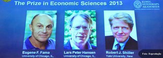 Real Academia Sueca de Ciências concedeu o prêmio de 8 milhões de coroas (1,25 milhão de dólares) a Eugene Fama, Lars Peter Hansen e Robert Shiller, pela análise empírica sobre os preços de ativos