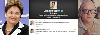 A presidente Dilma Rousseff (PT) fez uma série de postagens no Twitter neste sábado (19) homenageando o centenário do poeta e compositor Vinícius de Moraes; "Vinícius de Moraes faria 100 anos hoje. Saudá-lo é homenagear o lirismo de cada brasileiro. Poeta de primeira grandeza, compositor genial e agitador cultural, Vinícius faz parte da alma brasileira", afirmou
