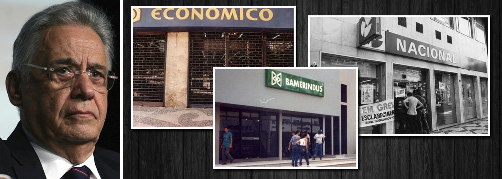 Ex-presidente tucano afirma, em mensagem publicada no Facebook, que o Programa de Estímulo à Reestruturação do Sistema Financeiro Nacional (Proer) foi "fundamental para o processo de estabilização da moeda" e "impediu um possível colapso do sistema bancário", apesar de "atacado desde o início pelo PT"; entre 1995 e 2000, foram destinados cerca de R$ 30 bilhões aos bancos brasileiros, cerca de 2,5% do PIB, diz Fernando Henrique Cardoso; apesar do programa, apenas alguns dos gigantes que faliram mesmo tendo sidos socorridos, durante seu governo, foram os bancos Econômico, Nacional e Bamerindus