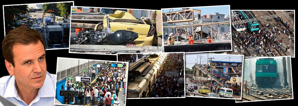 Depois de pelo menos 600 mil ficarem sem trens da Supervia, nesta terça-feira 28 acidente com quatro mortos provoca engarrafamento monstro na Linha Amarela; enquanto isso, prefeito Eduardo Paes é criticado por Clube de Engenharia pela demolição considerada precipitada do elevado Perimetral; em pleno verão de 40 graus em que recebe turistas de todo mundo e se prepara para a Copa do Mundo, Rio de Janeiro vive cenas de caos em seu sistema de mobilidade urbana; vai melhorar?