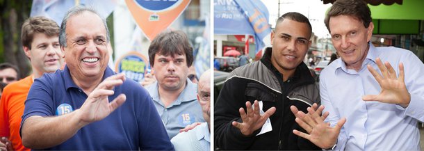 Pesquisa Ibope divulgada nesta quinta-feira, 23, com votos válidos na corrida para o governo do Rio de Janeiro mostra o governador Luiz Fernando Pezão (PMDB) com 55% e Marcelo Crivella (PRB) 45%; levantamento anterior do instituto, divulgado na segunda-feira, 20, Pezão tinha 56% e Crivella, 44%; se forem incluídos os votos brancos e nulos e dos eleitores que se declaram indecisos, os votos totais da pesquisa estimulada são Luiz Fernando Pezão (PMDB) - 46%, Marcelo Crivella (PRB) - 37%, branco e nulo, 12% e indecisos, 5%