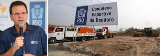 A prefeitura do Rio garantiu que a empreiteira Queiroz Galvão está trabalhando normalmente; em visita ao local, o prefeito Eduardo Paes explicou o ritmo dos trabalhos para, segundo ele, desfazer rumores de que a construtura estaria demitindo operários por falta de pagamento; "Esta não notícia acabou gerando a possibilidade da gente fazer uma visita ao Parque Deodoro, uma obra que foi motivo de muita preocupação em abril do ano passado. Mas, como vocês podem ver, a obra está no prazo, em dia, não tem ninguém parado. Não tem nenhum tipo de paralisação", afirmou Paes