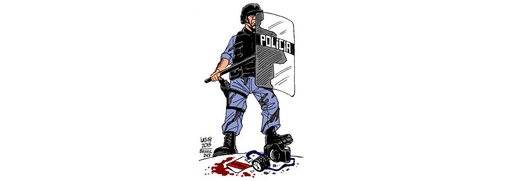 Segundo a ONG Repórteres Sem Fronteiras, 76 jornalistas e blogueiros morreram e 354 foram detidos em todo o mundo desde o início do ano; protesto é tema da nova charge de Carlos Latuff